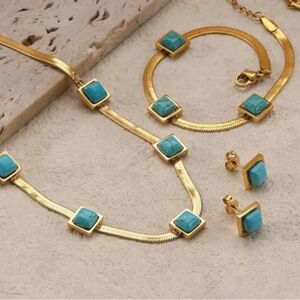 Blue Geometric Earrings N942